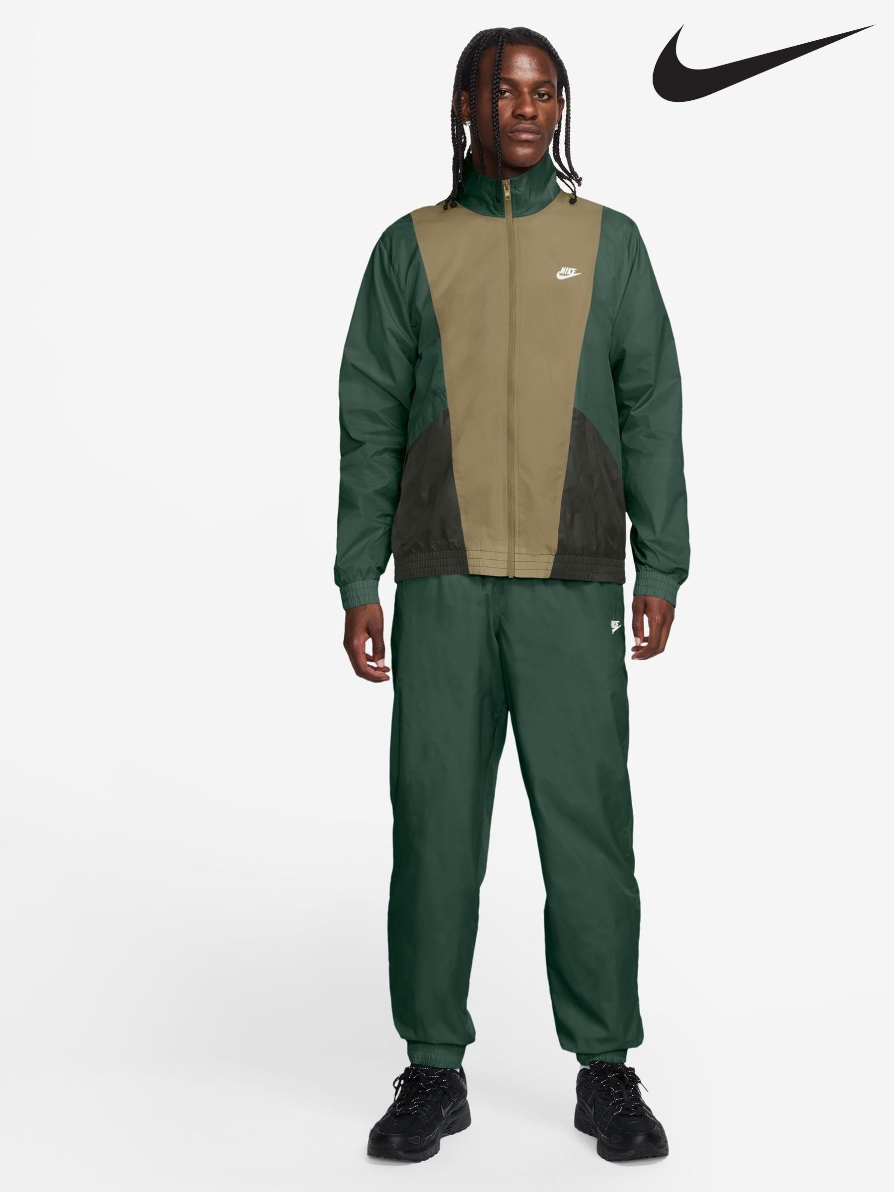 nike black and green tracksuit