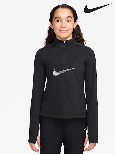 Nike Black Pro Dri-FIT Veneer Printed Swoosh Half Zip Sweat Top (AP3792) | €51