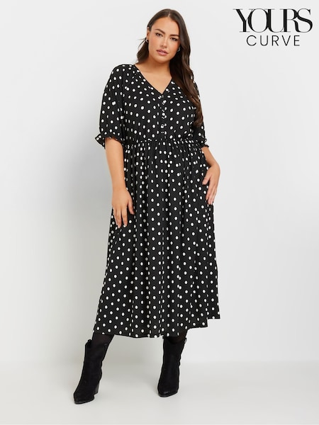Yours Curve Dark Black Midaxi Dress (AP4013) | €47