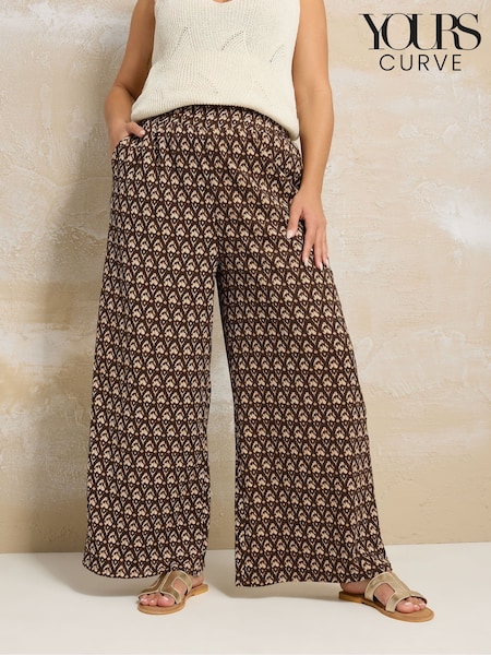Yours Curve Ikat Structured Wide Leg Trousers (AP4018) | €43