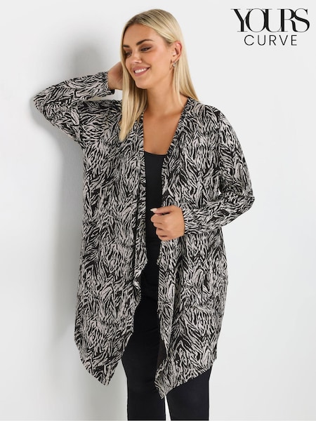 črna - Yours Curve Abstract Print Waterfall Cardigan (AP4022) | € 38
