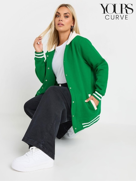 Yours Curve Green Varsity Hooded Jacket (AP4053) | €48