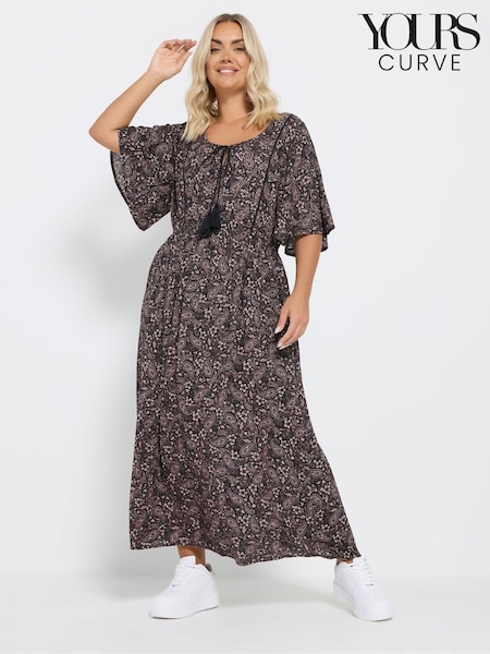 Yours Curve Natural Paisley Boho Dress (AP4068) | ₪186