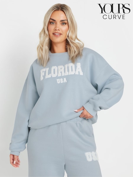 Yours Curve Blue Florida Sweatshirt (AP4075) | €42