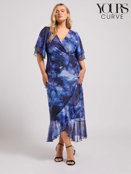 Yours Curve London Wrap Ruffle Mesh Dress (AP4079) | 107 €