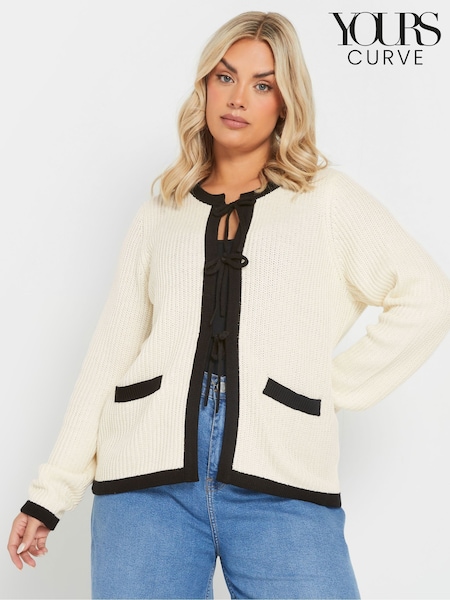 Yours Curve Contrast Tie Front Knitted Cardigan (AP4086) | € 49