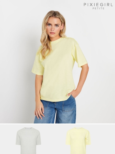 PixieGirl Petite Seam Detail Short Sleeve T-Shirts 2 Pack (AP4104) | €46