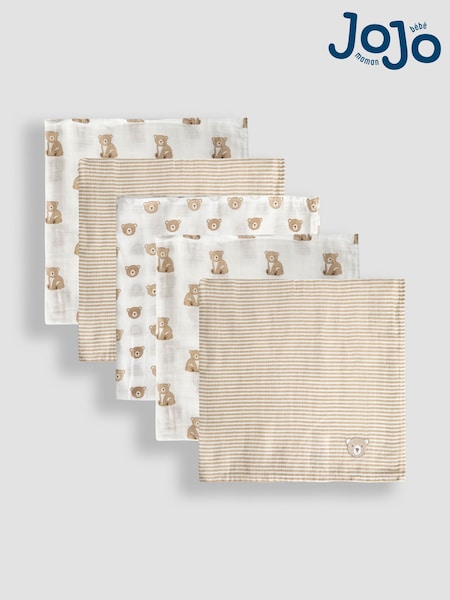 JoJo Maman Bébé 5-Pack Embroidered Muslins (AP4159) | R$ 180
