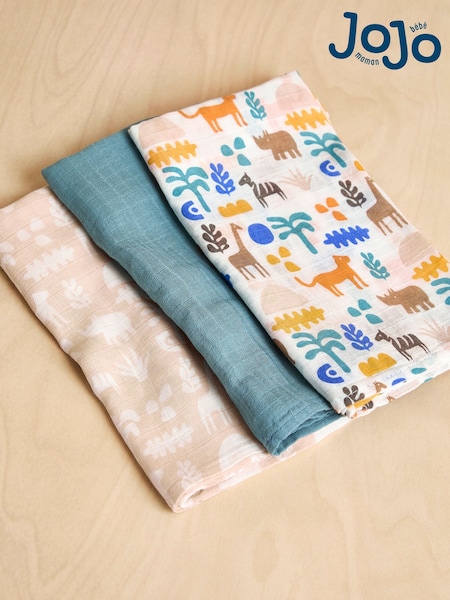 JoJo Maman Bébé 3-Pack Muslins (AP4161) | R$ 120