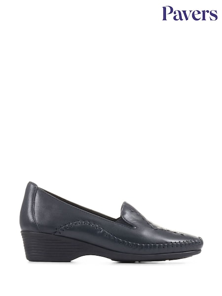 Pavers Blue Leather Slip On Shoes (AP4177) | €58