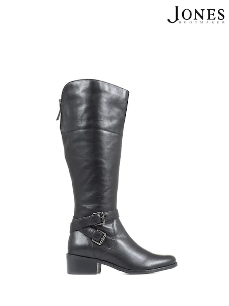 Jones Bootmaker Phoebe L Calf Leather Knee-High Black Boots (AP4192) | €242