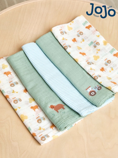JoJo Maman Bébé 5-Pack Embroidered Muslins (AP4218) | R$ 180