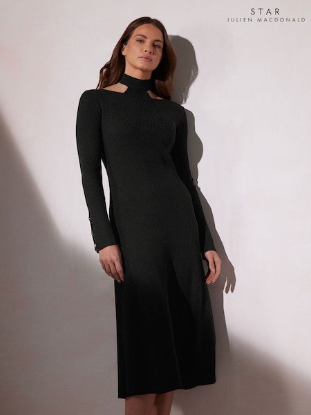 Star by Julien MacDonald Black Button Detail Longline Cardigan (AP4226) | €86