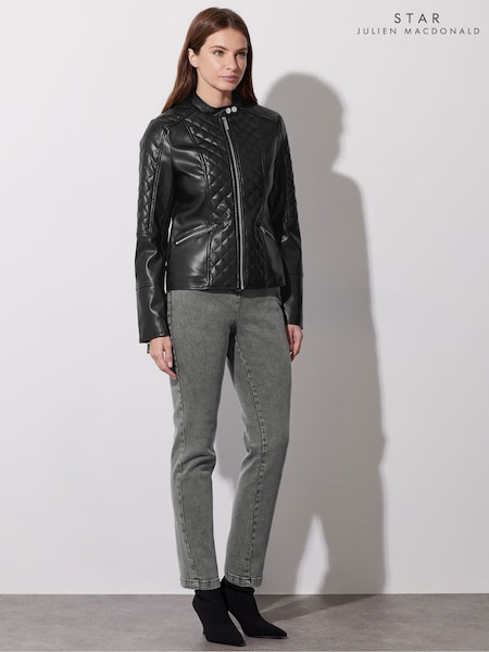 Star by Julien MacDonald Black PU Front Zip Jacket (AP4228) | ₪427