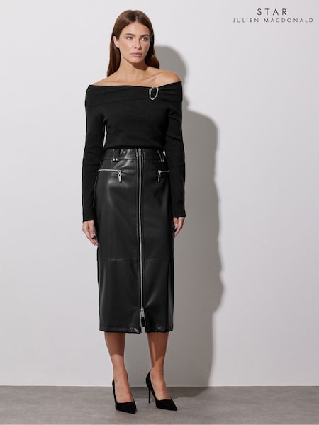 Star by Julien MacDonald Black Bardot Metal Trim Jumper (AP4235) | € 78