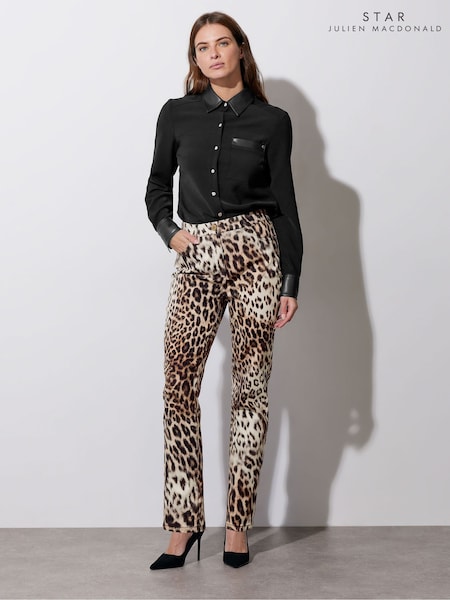 Star By Julien Macdonald Denim Leopard Straight Leg Jeans (AP4248) | ‏277‏₪