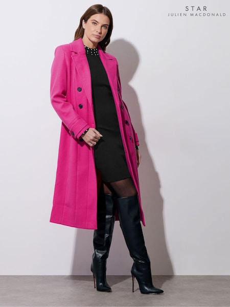 Star by Julien MacDonald Pink Button Detail Long Coat (AP4273) | ₪624