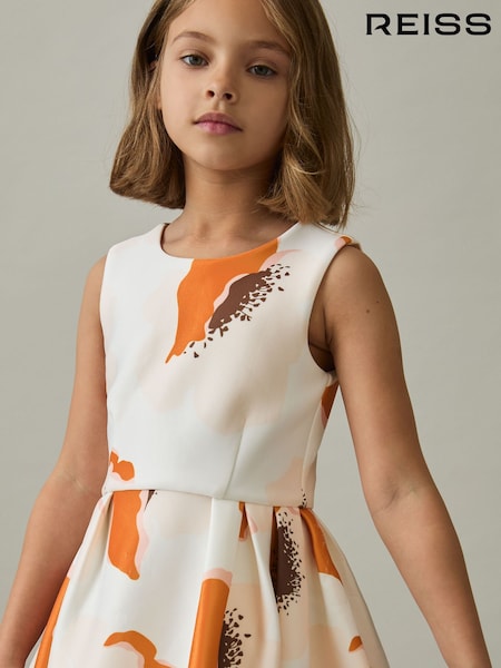 Reiss Ivory Print Trinny 9-13 yrs Floral Scuba Sleeveless Dress (AP4317) | 368 QAR