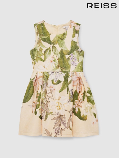 Reiss Pink Print Trinny 13-14 yrs Floral Scuba Sleeveless Dress (AP4327) | 390 QAR