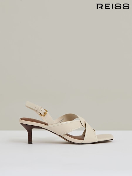 Off White - Reiss Candice Leather Link-Strap Low-Heel Sandals (AP4329) | €241
