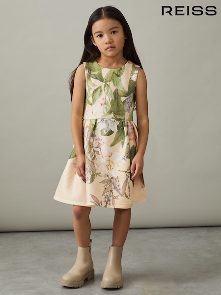 Reiss Pink Print Trinny 4-9 yrs Floral Scuba Sleeveless Dress (AP4335) | 331 QAR