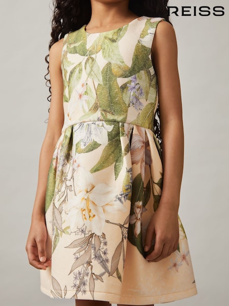 Reiss Pink Print Trinny 9-13 yrs Floral Scuba Sleeveless Dress (AP4338) | 368 QAR
