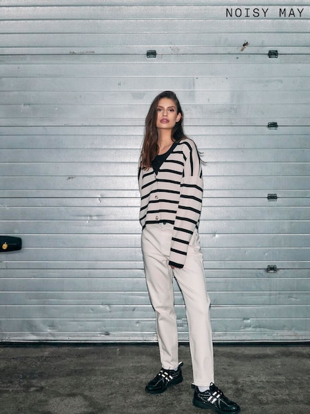 NOISY MAY Striped Long Sleeve Knitted Button Down Cardigan (AP4342) | € 33