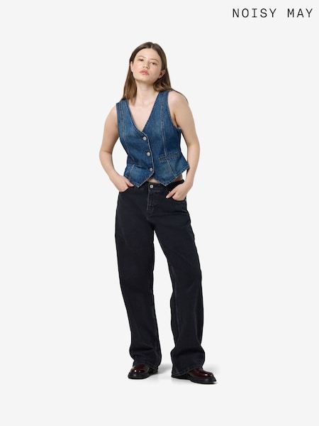 NOISY MAY Blue 100% Cotton Denim Waistcoat With Button Close (AP4345) | €42