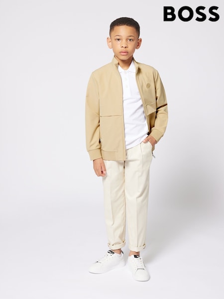 BOSS White Short Sleeve Pique Polo Shirt With Chest Logo (AP4396) | €87