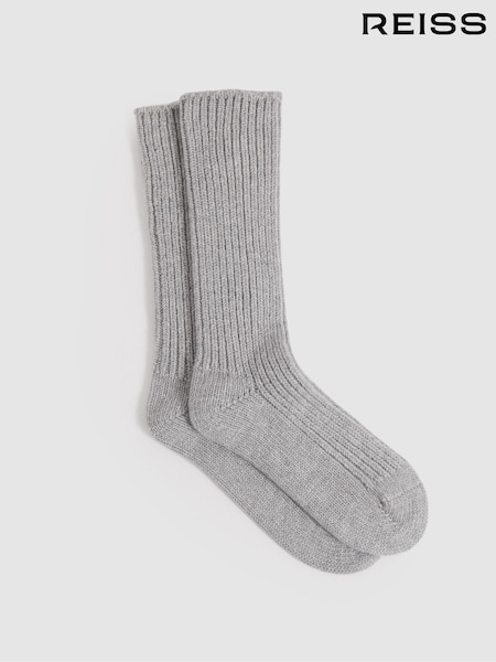 Reiss Grey Carmen Rib-Knit Socks With Cashmere (AP4477) | $32