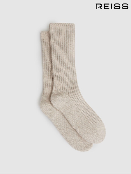 Reiss Oatmeal Carmen Rib-Knit Socks With Cashmere (AP4478) | $32