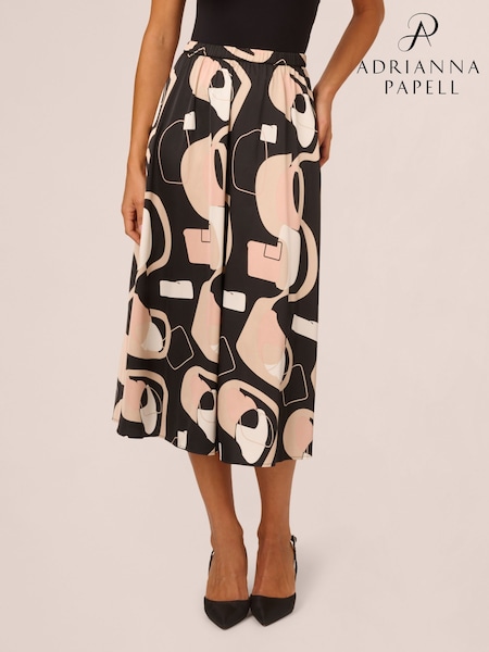 Adrianna Papell Printed Maxi A-Line Black Skirt (AP4520) | 292 QAR