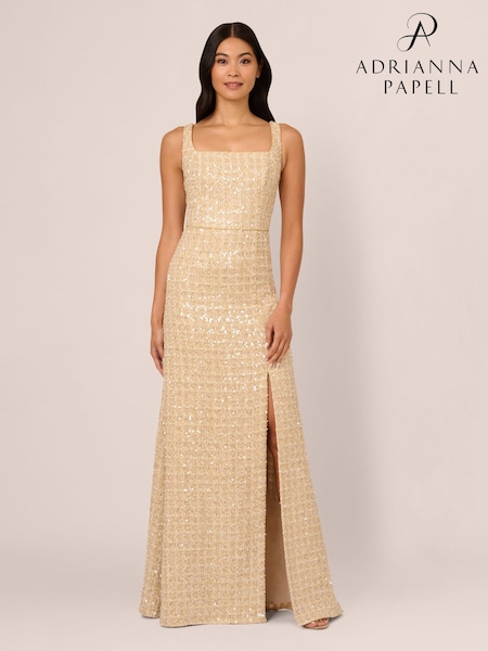 Adrianna Papell Natural Square Neck Boucle Gown (AP4521) | 17,363 UAH