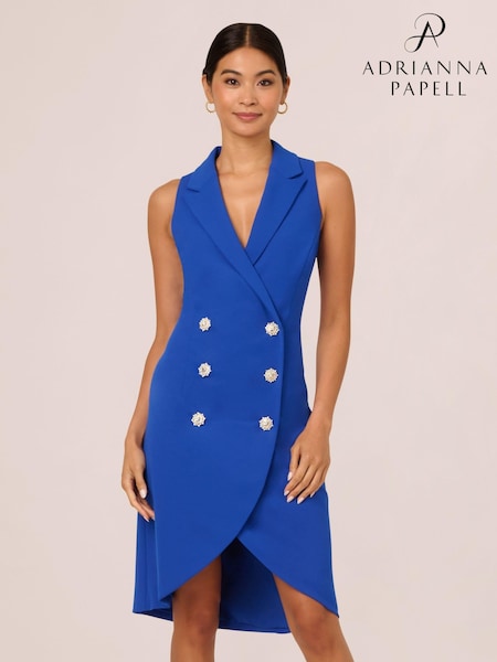 Adrianna Papell Blue Jewel Tuxedo Short Dress (AP4523) | €118