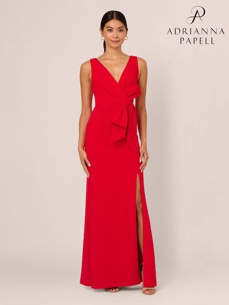 Adrianna Papell Red Bow Front Crepe Gown (AP4531) | 492 QAR
