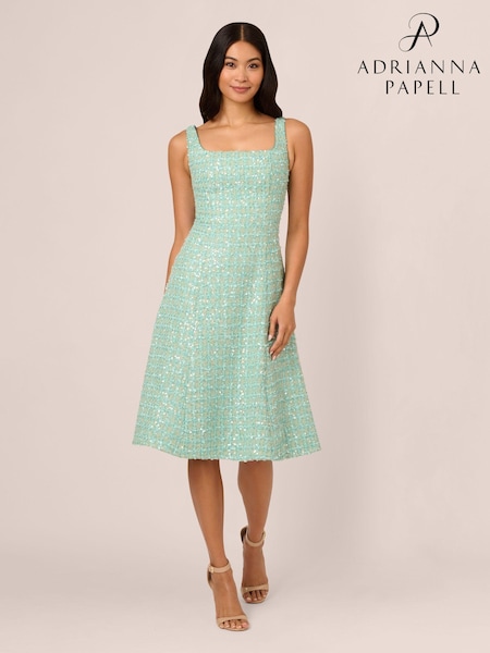 Adrianna Papell Green Fit And Flare Boucle Dress (AP4533) | 194 €