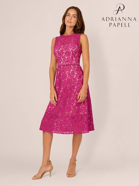 Adrianna Papell Purple Lace Midi Dress (AP4535) | €164