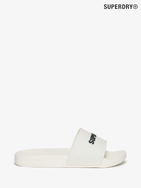 לבן - Superdry Logo Pool Sliders (AP4542) | ‏116‏₪