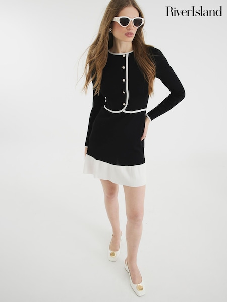 River Island Black Button Through Skater Dress (AP4566) | $115