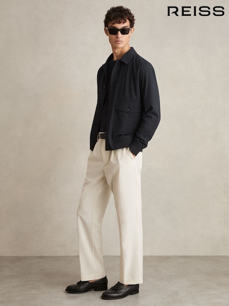 Reiss Navy Raider Textured Blouson Jacket (AP4613) | €345