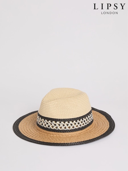 Colour Block Raffia Fedora Hat (AP4616) | 28 €