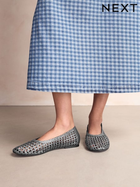 Silver Forever Comfort® Leather Weave Ballerinas (AP4622) | €50