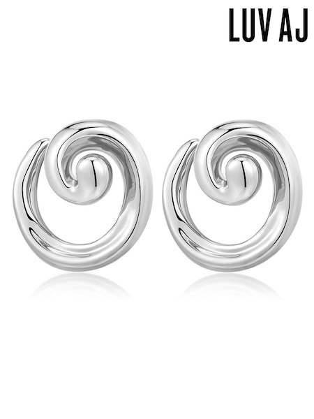 Luv Aj Silver Tone The Seashell Coil Studs Earrings (AP4639) | €113