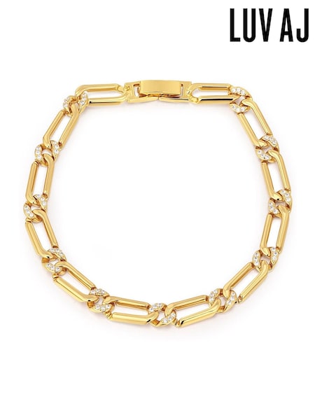 Luv Aj Gold Tone The Pave Link Bracelet (AP4641) | €208
