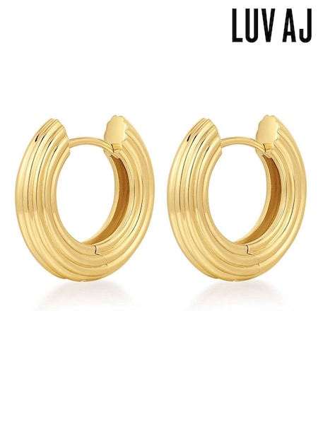 Luv Aj Gold Tone The Mini Ridged Amalfi Hinge Hoops (AP4644) | €89