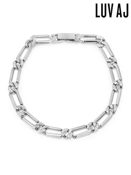Luv Aj Silver Tone The Pave Link Bracelet (AP4645) | €208