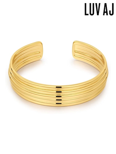 Luv Aj Gold Tone The Ridged Positano Cuff Bracelet (AP4648) | €237