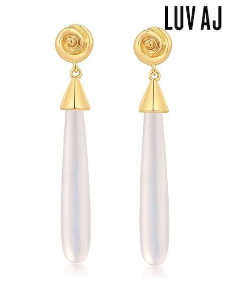 Luv Aj Gold Tone The Coquille Stone Drop Studs Earrings (AP4649) | €140
