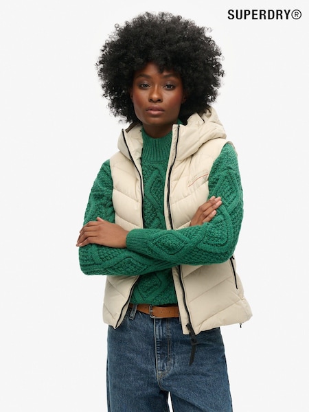 Superdry Nude Hooded Microfibre Padded 100% Cotton Gilet (AP4666) | €68