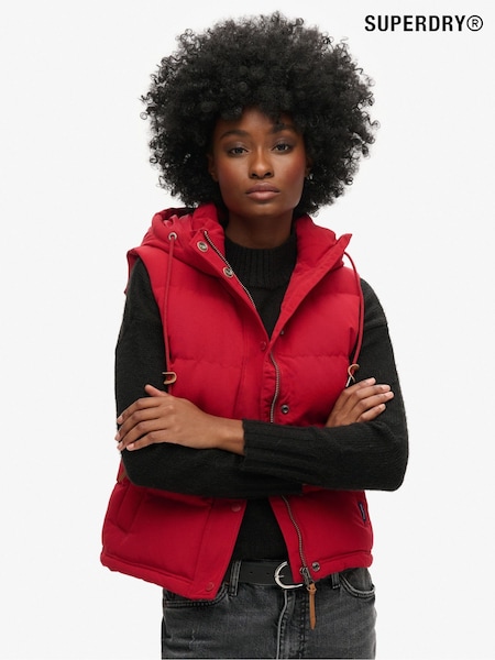 Superdry Red Everest Hooded Puffer 100% Cotton Gilet (AP4667) | €72